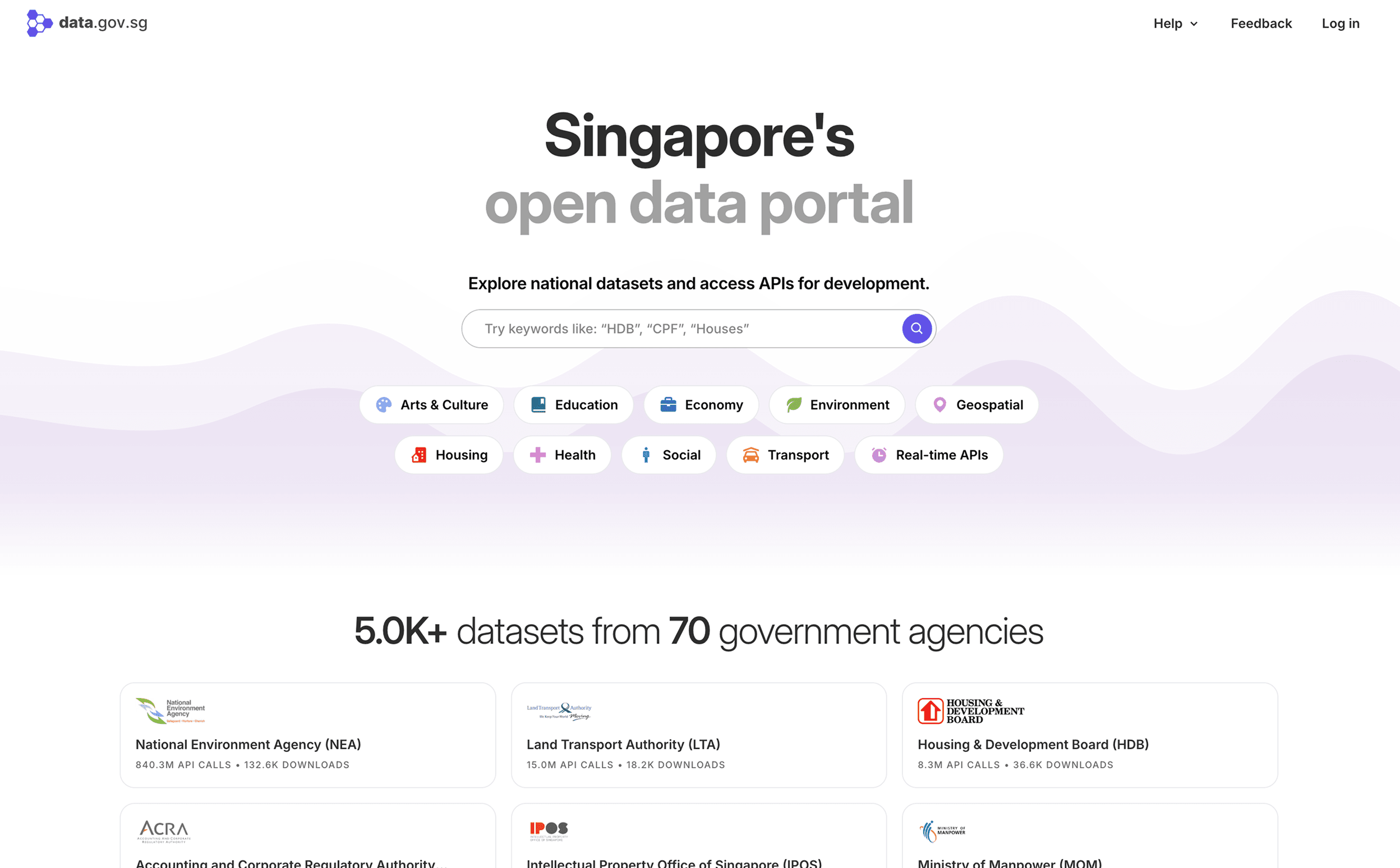 Screenshot of data.gov.sg